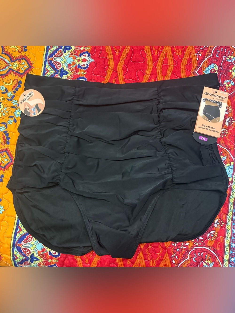 Shapermint Essentials High-Waisted Control Bikini Bottom in Black